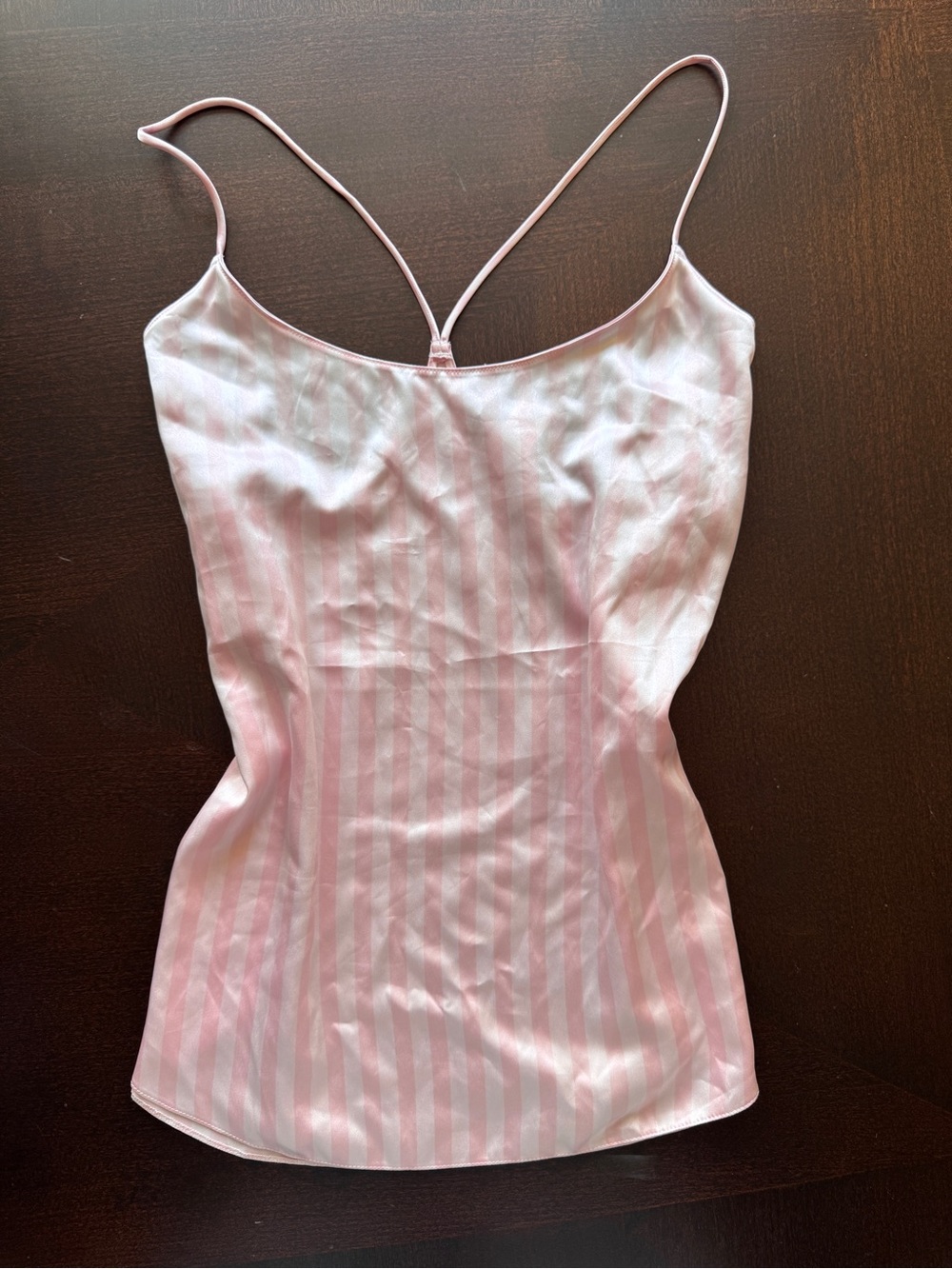 Victoria’s Secret Women’s Pink Striped Satin Cami Top